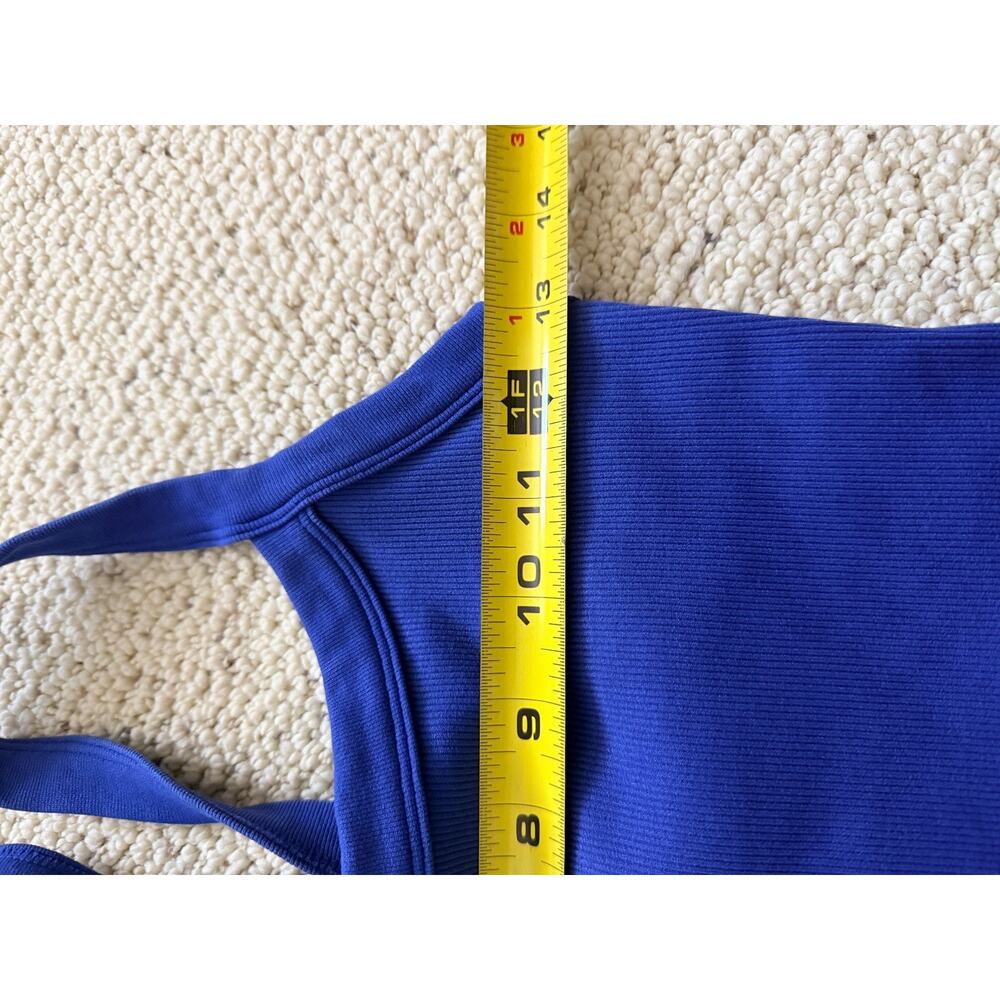 Womens Ribbed Crop Cami Tank Top Racerback Scoop Royal Blue Yoga Pilates M/L - Picture 3 of 3